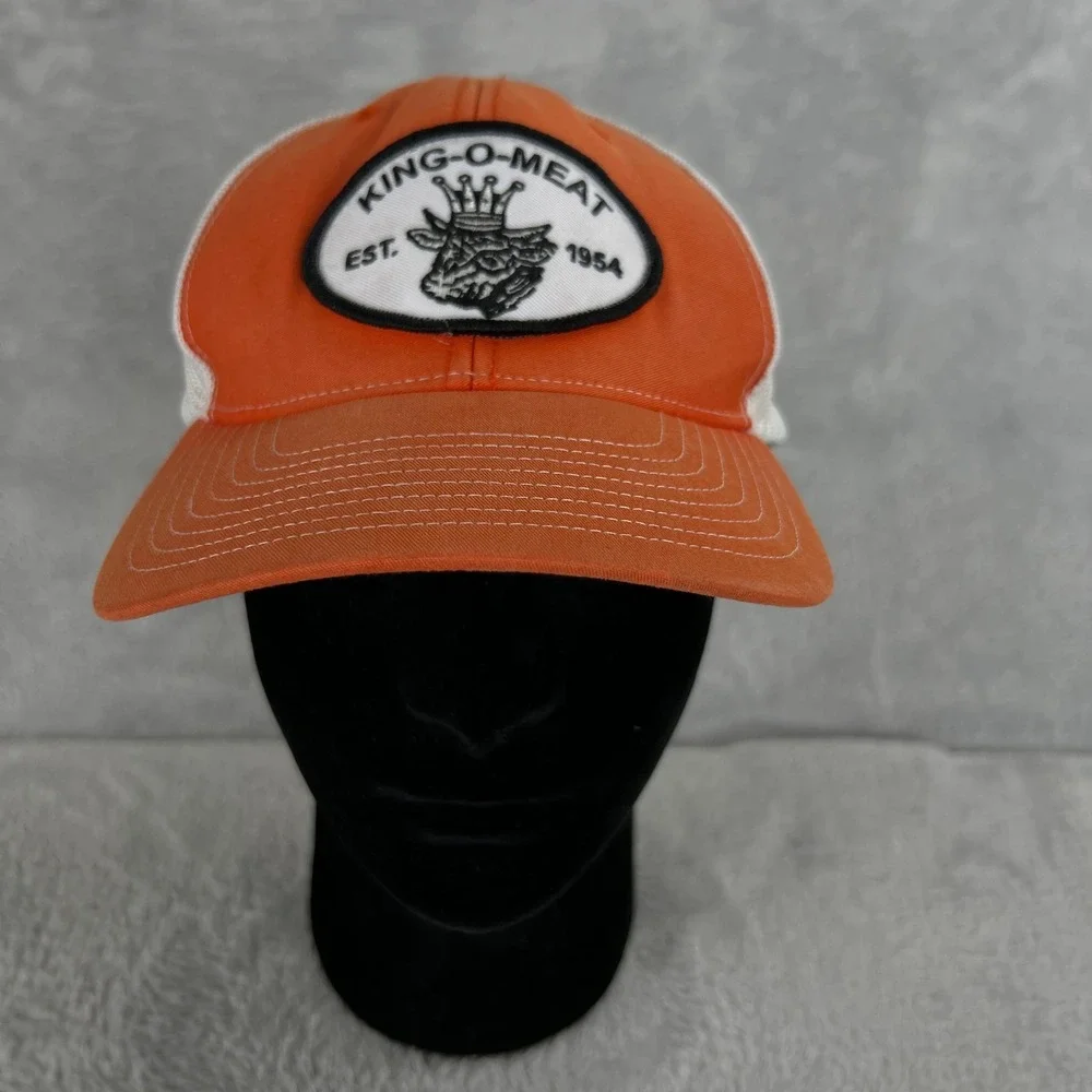 Richardson King-O-Meat Trucker Hat Orange Mesh Snapback Farm Cap Joke Funny